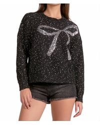 Elan - Crew Neck Sweater With Sequin Bow - Lyst