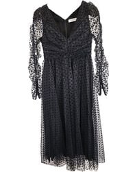 Zimmermann - Midi Polka Dot Tulle V-Neck Long Sleeve Dress - Lyst