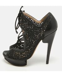 Nicholas Kirkwood - Mesh And Leather Cutout Lace Up Booties - Lyst