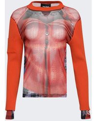 Y. Project - X Jean Paul Gaultier Trompe-L'Oeil Ruffle Cardigan Top Burnt - Lyst