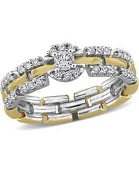 Mimi & Max - Created Forever 2/5Ct Tw Lab-Grown Diamond Halo Link Ring Two-Tone Sterling - Lyst