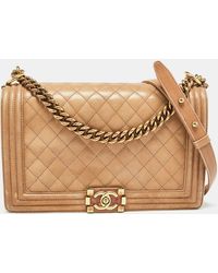 Chanel - Marble Effect Quilted Leather New Medium Boy Flap Bag - Lyst