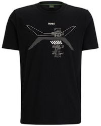BOSS - Cotton-jersey T-shirt With Crew Neck And Seasonal Artwork - Lyst
