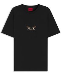 HUGO - Cotton Jersey T-Shirt With Curved Embroidered Logo - Lyst