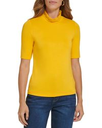 Karl Lagerfeld - Scalloped Mock Neck Pullover Top - Lyst