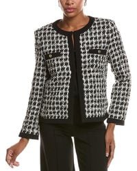St. John - Contrast Tape Tweed Wool-Blend Jacket - Lyst