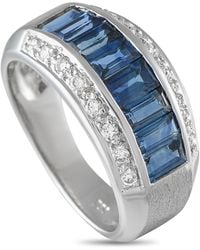 LB Exclusive - Platinum 0.20Ct Diamond And Sapphire Ring Mf25-073025 - Lyst