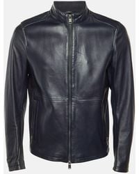 BOSS - Midnight Leather Jacket - Lyst