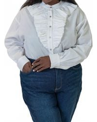 De Loreta - Laurel Long Sleeve Button Front Blouse - Lyst