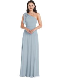After Six - Draped One-shoulder Maxi Dress With Scarf Bow - Lyst