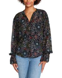 Steve Madden - Camella Floral Print Gathered Button-down Top - Lyst