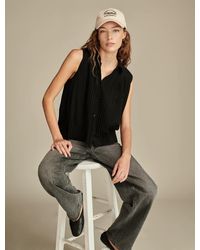 Lucky Brand - Sleeveless Micro Pleated Buttondown - Lyst