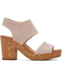 TOMS - Majorca Suede Platform Cork Sandal - Lyst