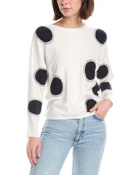 Tahari - Boatneck Whip Stitch Polka Dot Sweater - Lyst