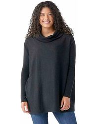 Smartwool - Edgewood Poncho Charcoal Wool Blend Sweater Cozy Red829 - Lyst