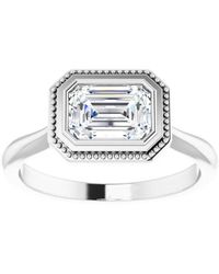 Pompeii3 - 1 3/4ct Emerald Moissanite Solitaire Engagement Ring White Yellow Or Rose Gold - Lyst