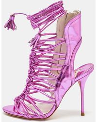 Sophia Webster - Metallic Leather Lacey Tie Up Sandals - Lyst