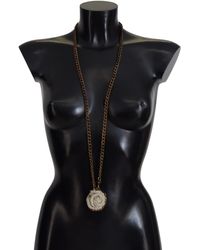 Ermanno Scervino - Tone Brass Chain Braided Rope Pendant Necklace - Lyst