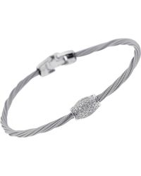 Alor - Stainless Steel And 18k White Gold, Diamond Cable Bracelet 04-32-s249-11 - Lyst