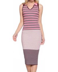 Active Basic - Sleeveless V-Neck Stripe Midi Sweater Dress - Lyst