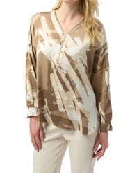 Joseph Ribkoff - Recycled Satin Abstract Print Tunic With Zipper Detail - Lyst