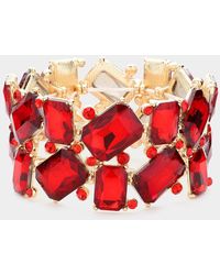 Fashnzfab - Rectangle Round Glass Stone Cluster Stretch Evening Bracelet - Lyst
