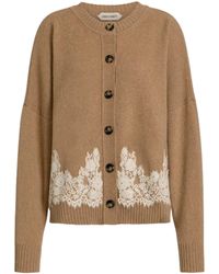 Alberta Ferretti - Camel Cashmere Lace Cardigan - Lyst