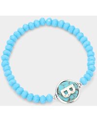 Fashnzfab - B- Initial Monogram Charm Faceted Beaded Stretch Bracelet - Lyst