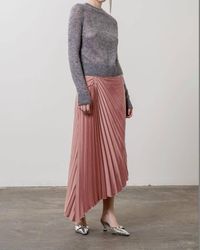 Moon River - High Waist Pleated Design Unbalance Midi Skirt - Lyst
