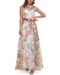 Eliza J - Plus Gown Style Floral Organza Sleeveless Jewel Neck Dress - Lyst