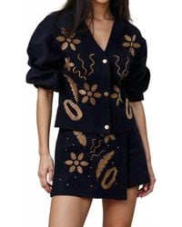 Lalavon - Michelle Embroidered Long Sleeve Button-Down Jacket - Lyst