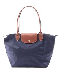 Longchamp - Le Pliage Original M Canvas Leather Tote Bag - Lyst
