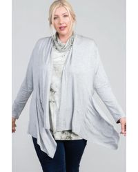 TRUEDAMES - Waist Seam Shark Bite Long Sleeve Open Solid Cardigan - Lyst