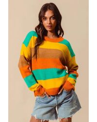TRUEDAMES - Color Stripe Sweater With Ribbed Detail - Lyst