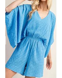 Gigio - Kimono Sleeve Romper With Top Lining And Elastic Waist - Lyst