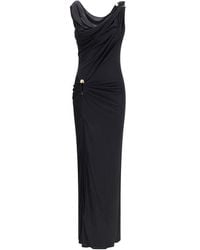 Versace - Long Dress With Decorative Safety Pin - Lyst