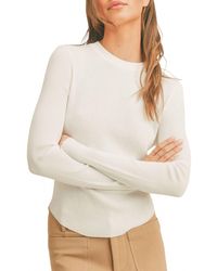 Miou Muse - Ribbed Long Sleeve Basic Top - Lyst