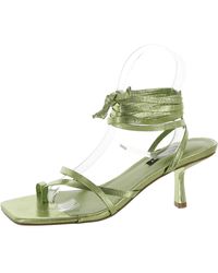 Nine West - Pina 3 Faux Leather Ankle Tie Slide Sandals - Lyst