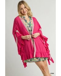 TRUEDAMES - Ruffle Trim Kimono With Crochet Accent - Lyst
