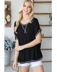 TRUEDAMES - Open Back Wide Sleeve Shorsleeve Top - Lyst