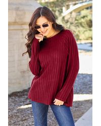 TRUEDAMES - Basic Bae Full Size Ribbed Round Neck Long Sleeve Knit Top - Lyst