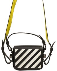OFF-WHITE Diag Flap Bag SS21 White/Black in Leather with Silver-tone - US