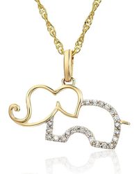 Vir Jewels - 1/10 Cttw Diamond Elephant Pendant Necklace 14k Yellow Gold With 18 Inch Chain - Lyst