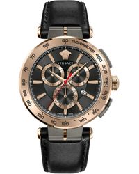 Versace - Aion Chrono Leather Watch - Lyst