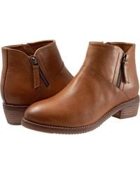 Softwalk - Roselle Ww Luggage Leather Double Zip Ankle Boots Hawk545 - Lyst