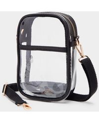 Fashnzfab - Solid Faux Leather Transparent Rectangle Crossbody Bag - Lyst
