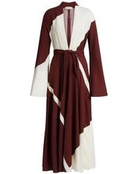 Alberta Ferretti - Flowing Midi Dress With Deep V-Neckline And Color-Block Design - Lyst