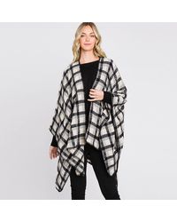 TRUEDAMES - Plaid Check Patterned Ruana Poncho - Lyst