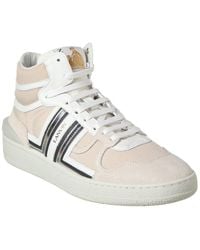 Lanvin - Clay Leather & Mesh High-top Sneaker - Lyst