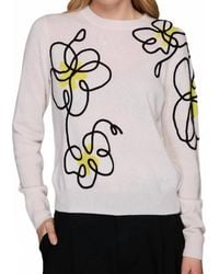 Autumn Cashmere - Floral Applique Crew Neck Sweater - Lyst